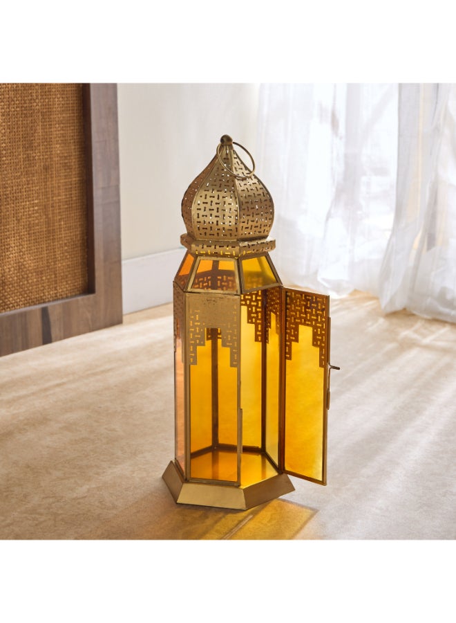 Home Box فوانيس معدنية من سكاي لاين ميراچ بتصميم مقصوص مع زجاج - 16.5x16.5x40 سم - Image 3